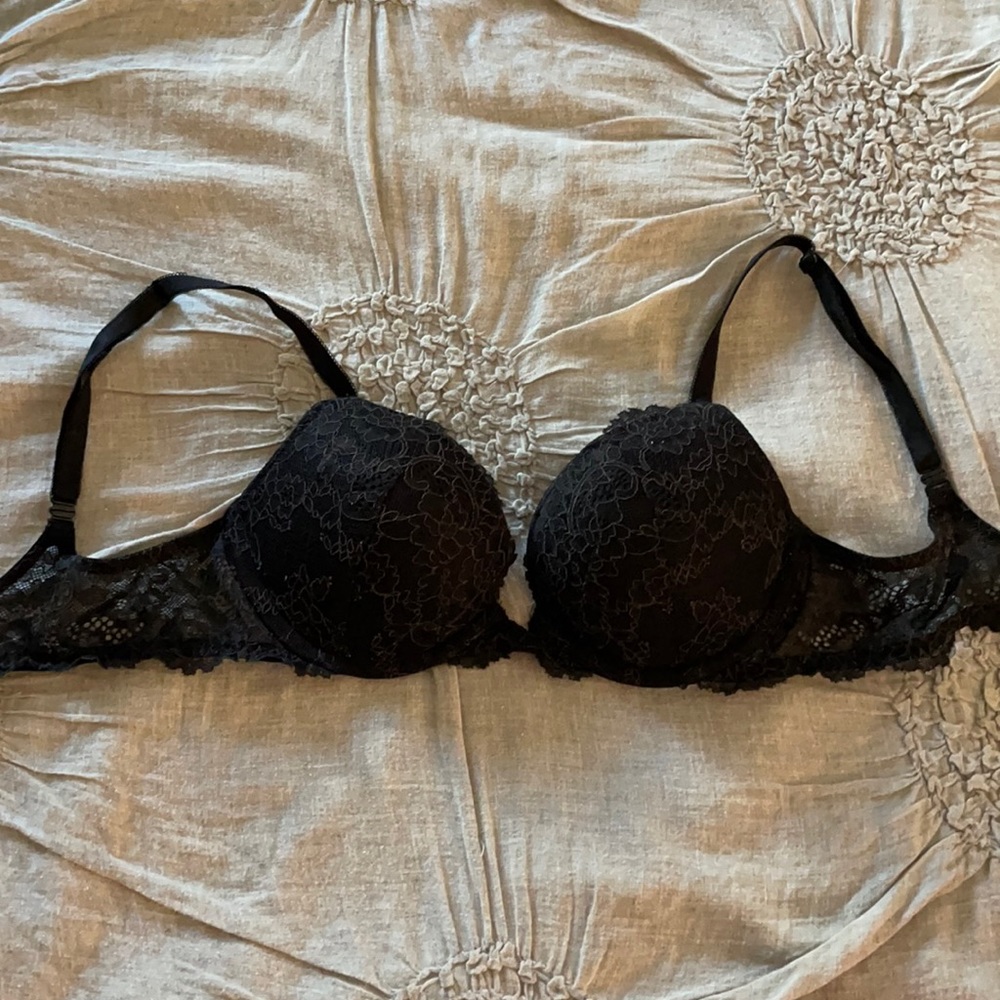 Victoria’s Secret Dream Angels push-up black lace. Too big as I lost weight